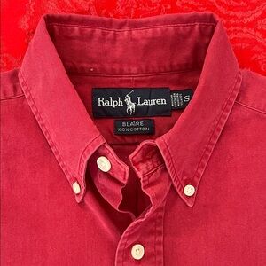 Polo Ralph Lauren Button Down Shirt Mens Small Red Cotton Pony Logo Classic Fit